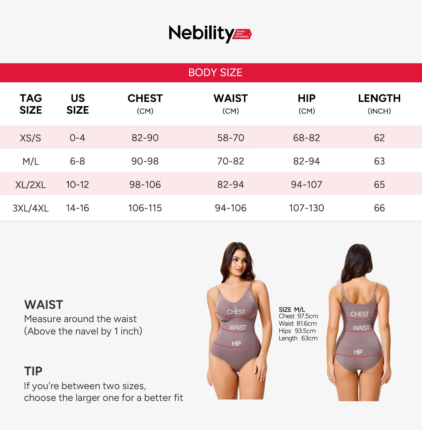 Nebility Women's Shapewear Bodysuit Tummy Control Body Shaper  Snatched Waist Body Suit Basic Compression Spaghetti Strap Womenswear