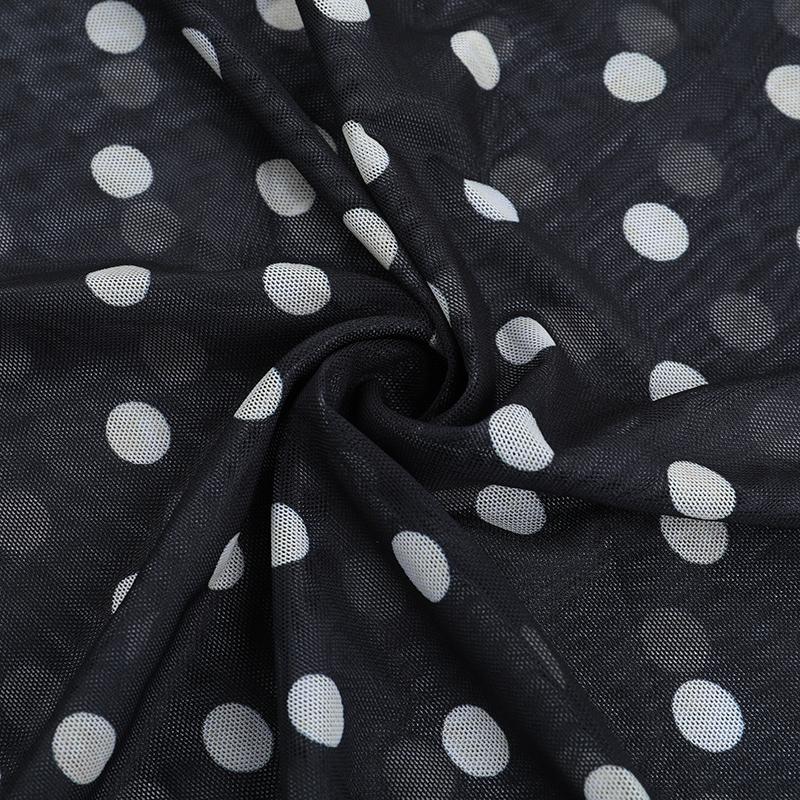 XY25192PFO-Spring Break Outfits, Womens Casual Vacation See-through Mesh Polka Dot Sleeveless Deep-V Neck A-line Spaghetti Strap Long Dress, Holiday Beach Sheer Mesh Dress SpringStatements