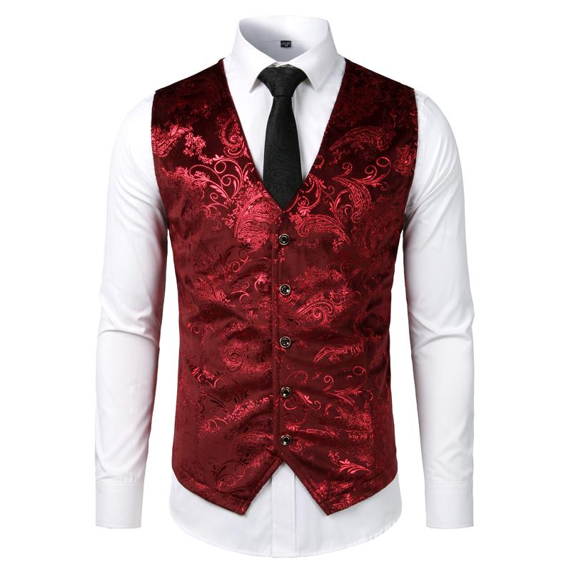 ZEROYAA Mens Hipster Metallic Paisley Printed Single Breasted V-Neck Suit Vest/Tuxedo Waistcoat Shirts Tops Elegant Floral funny shirts father's dad gifts ZEROYAA Mens Hipster Metallic Paisley Printed Single Breasted V-Neck Suit Vest/Tuxedo Waistcoat Shirts Tops Elegant Floral funny shirts father's dad gifts