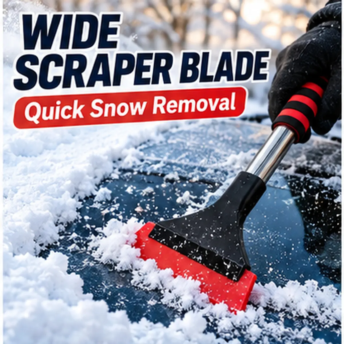 Extendable Car Ice Scraper for Windshield, 23.6"–30.7" Telescopic Snow Remover with Wide Scraper Blade and Non-Slip Foam Grip, Winter Snow and Frost Removal Tool for Cars, SUVs & Trucks