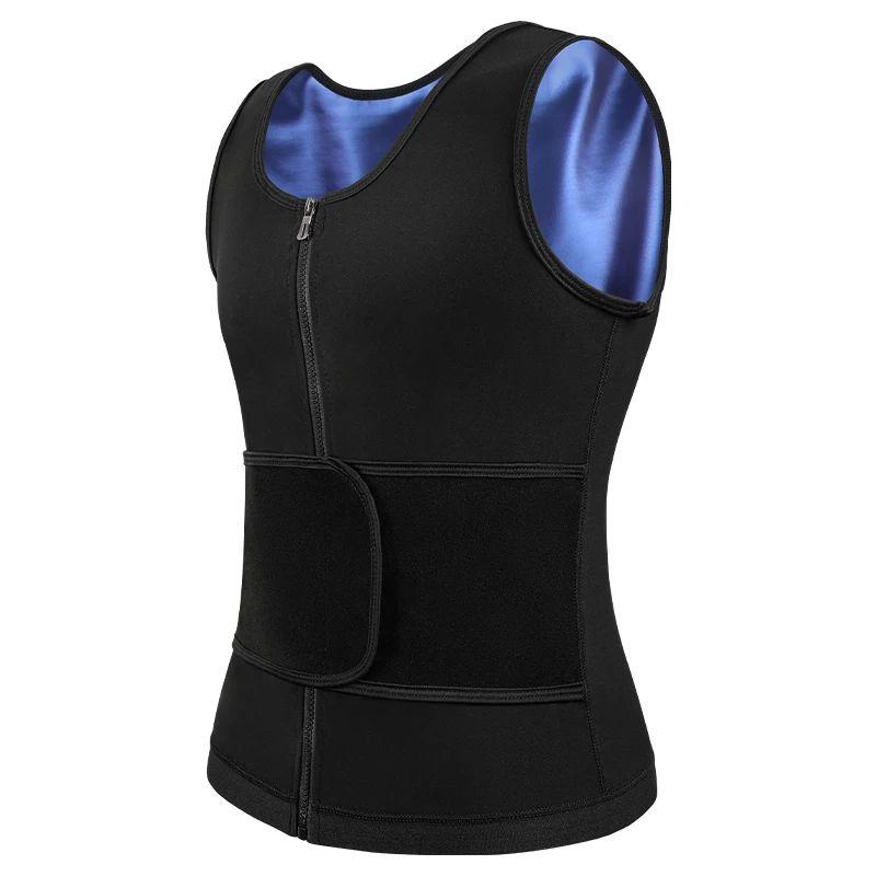 Men Body Shaper Sauna Sweat Vest Workout Tank Top Abdomen Reducer Waist Trainer Belly  Shapewear with Zipper Compression Garment Compression Shirt Activewear