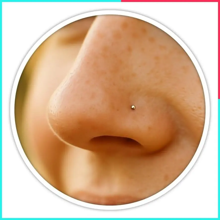 14K Gold Filled Nose Stud with Tiny 1mm Ball - L Shape Nose Piercing for Women - Handmade 24G Hypoallergenic Minimalist Gold Nose Jewelry
