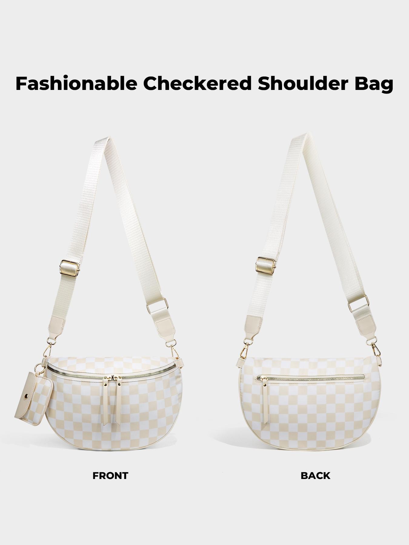 Women's Checked Pattern Crossbody Bag & Coin Puse, Fashionable PU Leather Bag Set, Casual Trendy Versatile High-quality Daily Commuting Bag