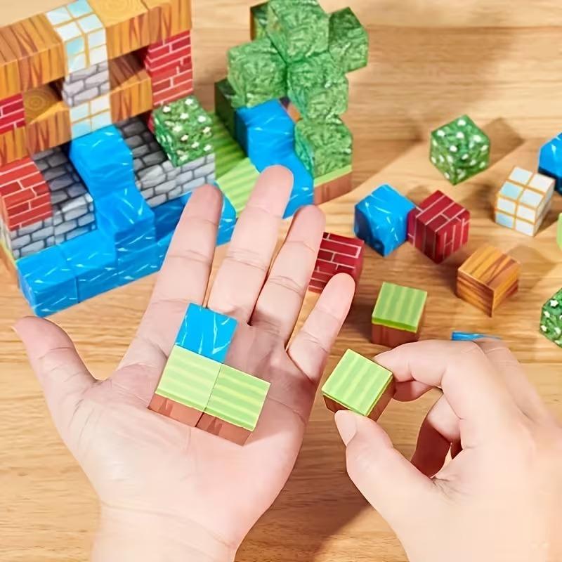 Magnetic Blocks-50/100/150/200 PCS Magnetic Building Blocks Magnetic Tiles Stacking, Build-Magnet-World Set, STEM Montessori Sensory Toys Magnet Blocks，Valentine's Day Gifts, Kids Gifts Educational Activities Creative Play Outdoorfun Square