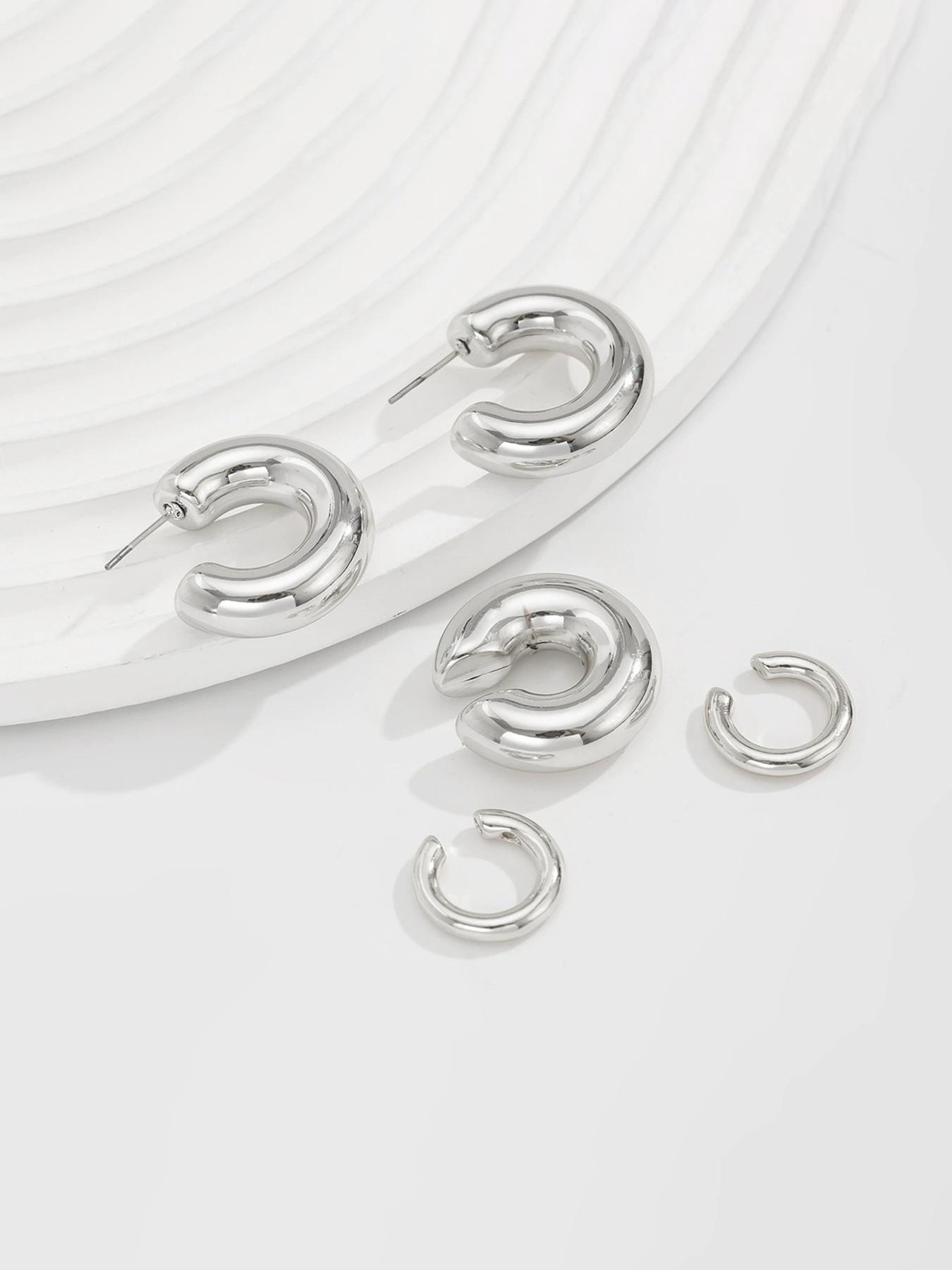 C-shaped Hoop Earrings, Fashionable Earrings for Women & Girls, Casual Jewelry for Party, Daily Clothing Decor, Trendy All-match & Exquisite Jewelry for Birthday Gift