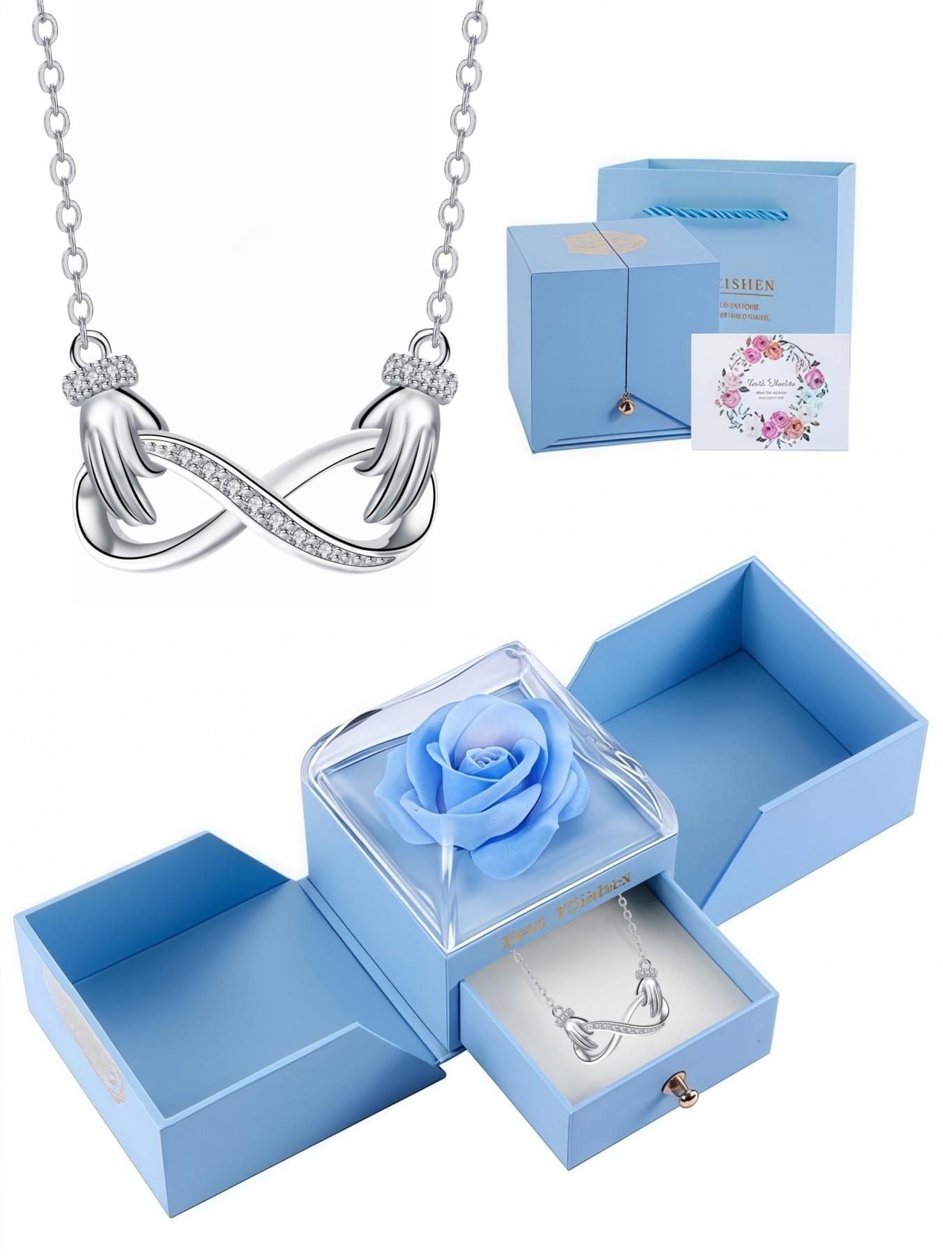 Infinite Hold · Heart Glow Original infinity symbol necklace, premium and versatile.Paired with a surprise double-door preserved rose jewelry gift box.Ideal gift for birthdays, Mother’s Day and Valentine’s Day.