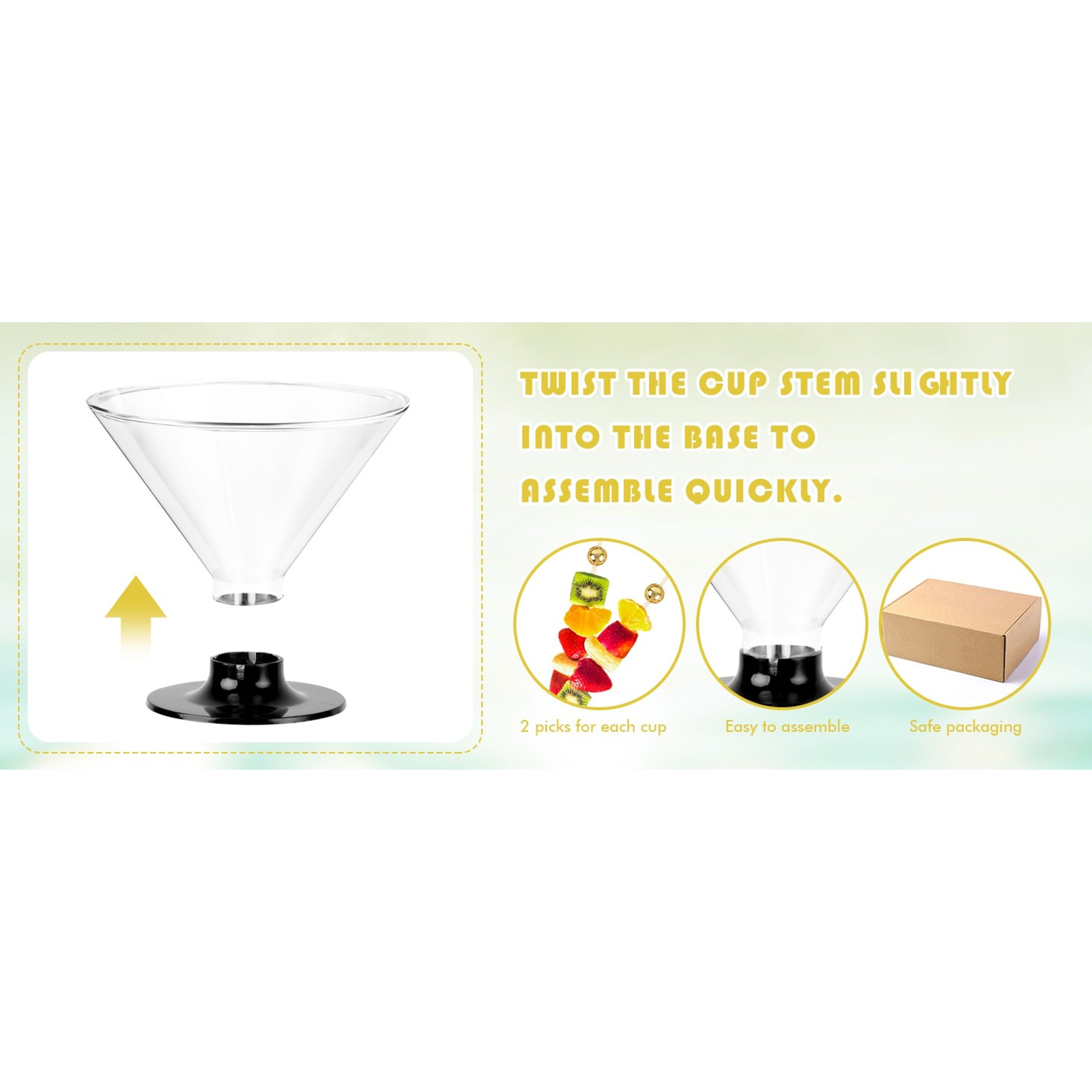 25 PCS plastic Disposable Martini Glasses, Stemless Martini Glasses for Birthday Party, Disposable Cocktail Cups for parties, 5oz Clear Margarita Cups Bulk for Holiday Weddings, Transparent Base