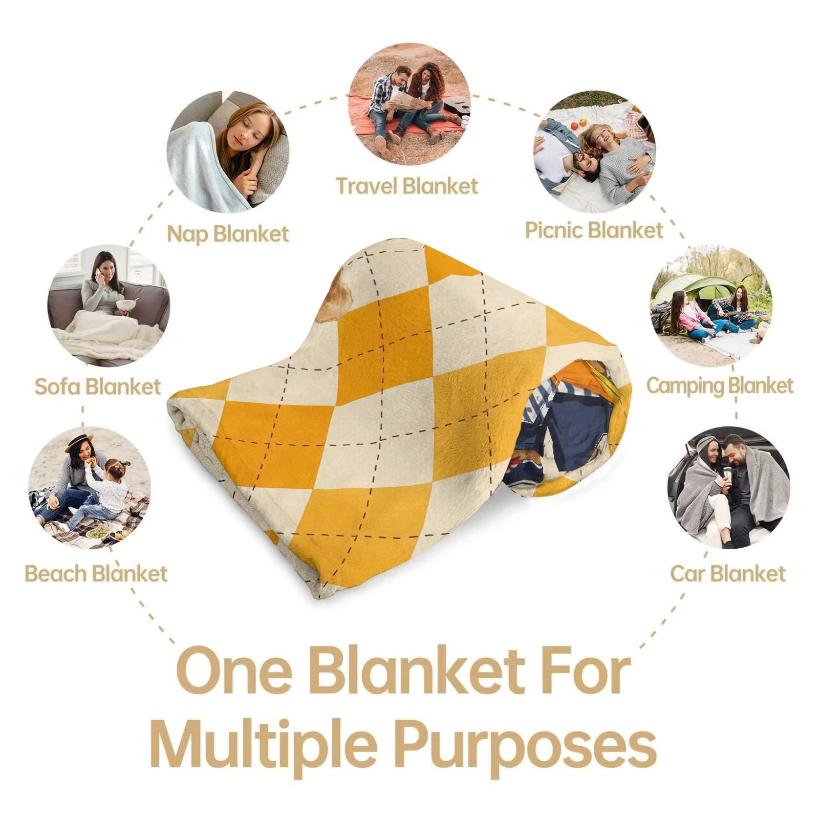 Luxury Polo Bear Fleece Blanket, Yellow Argyle Nautical & Reading Bear Multi-Style, Soft Skin-Friendly Breathable Thick Warm Throw for Sofa Bedroom Home