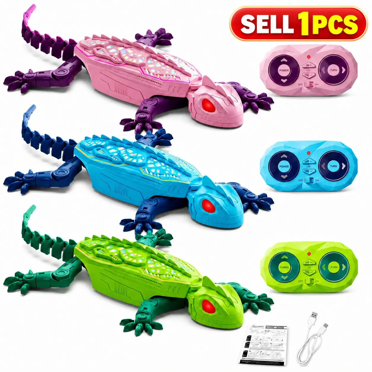 Remote Control Wall Climbing Robot Toy, 360° Rotating Crawling Animal Vehicle, 9 Light Modes, Rechargeable RC Stunt Toy for Kids