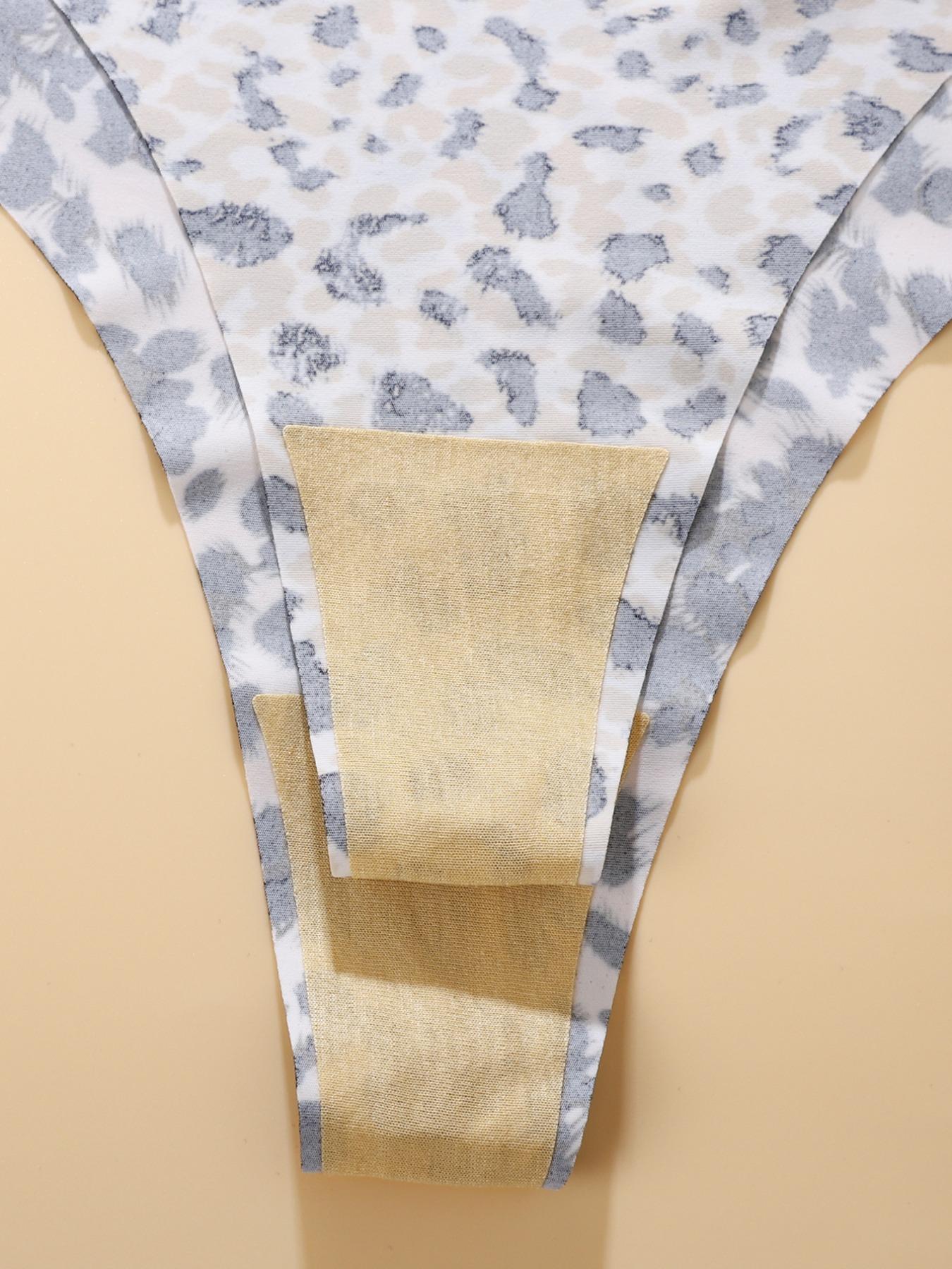 Women's Solid & Leopard Print Underwear Set, Casual Elegant Panty, Comfortable Skin-Friendly V-Shape Pull-Up Waist Design, Seamless Sporty Thongs, 8 Pieces