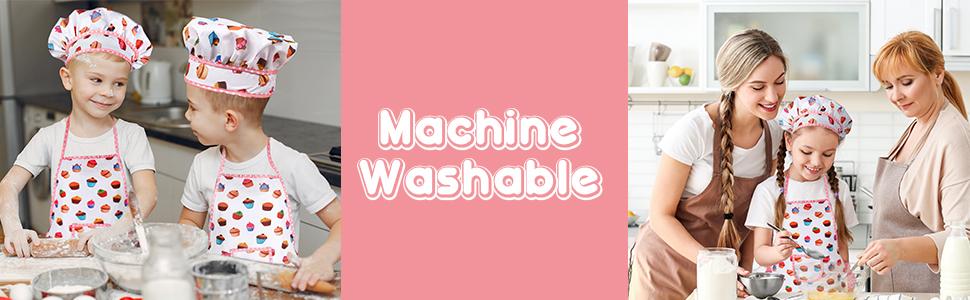 Vanmor Kids Cooking and Baking Sets, Kids Aprons Sets for Girls Toddler Chef Hat Apron Dress Up Chef Costume