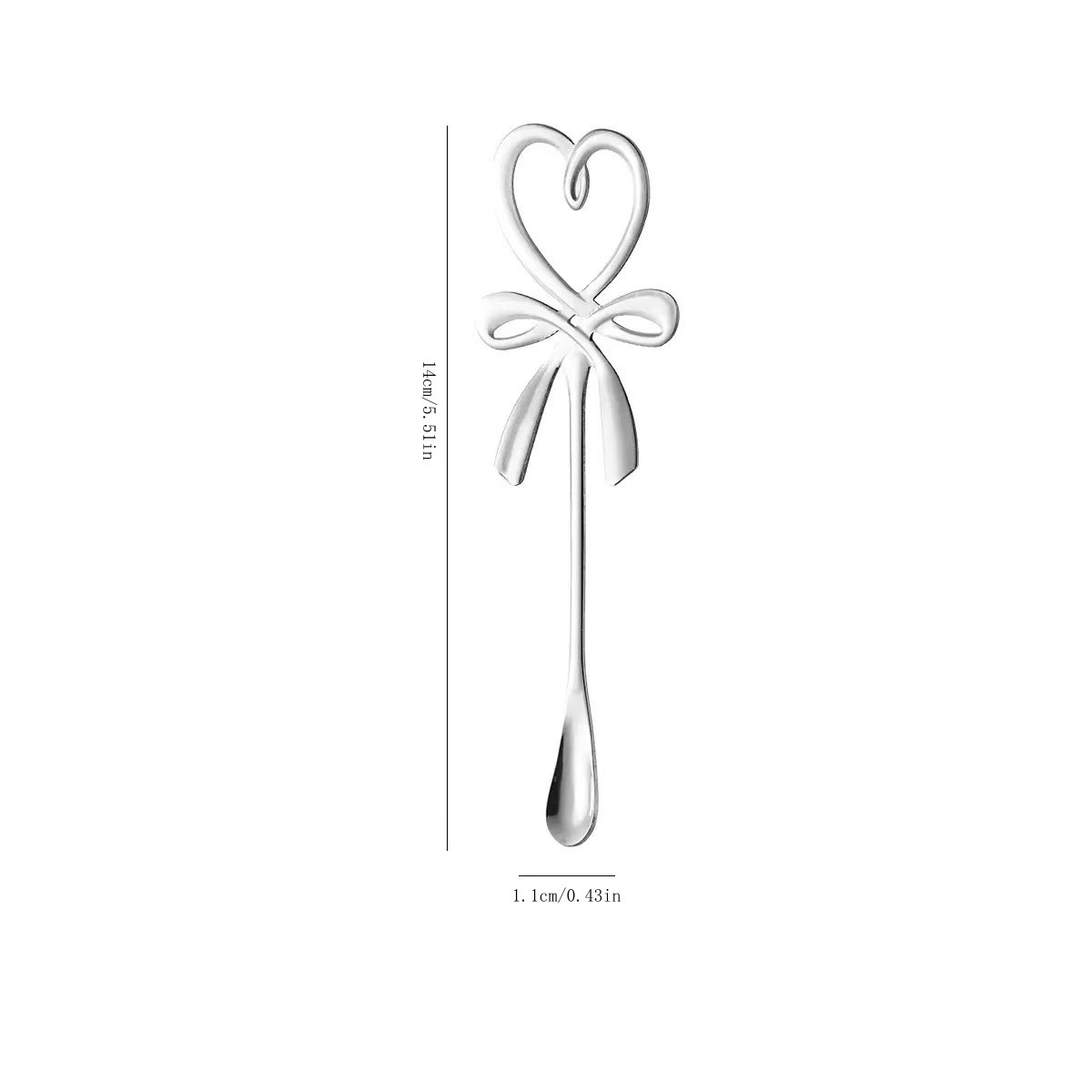 5-Piece Heart Butterfly Cup Spoon Set, Stainless Steel Coffee Stirrer, Sweet Dessert Spoon, Silver Color Dinner Spoon for Parties
