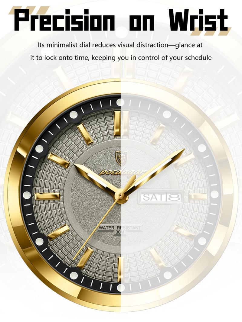 POEDAGAR Luxury Original Man Wristwatch Luminous Date Week Quartz Men's Watches High Quality Casual Leather Men Watch High End Watch