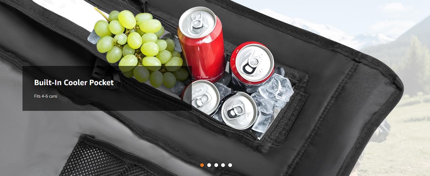 SLSY XXL Oversized Rocking Camping Chair for Adults, Fully Padded Folding Outdoor Lawn Chair with Cooler Bag & Side Pocket, Supports 400 lbs Portable Recliner