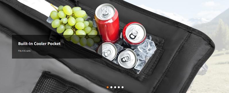 SLSY XXL Oversized Rocking Camping Chair for Adults, Fully Padded Folding Outdoor Lawn Chair with Cooler Bag & Side Pocket, Supports 400 lbs Portable Recliner