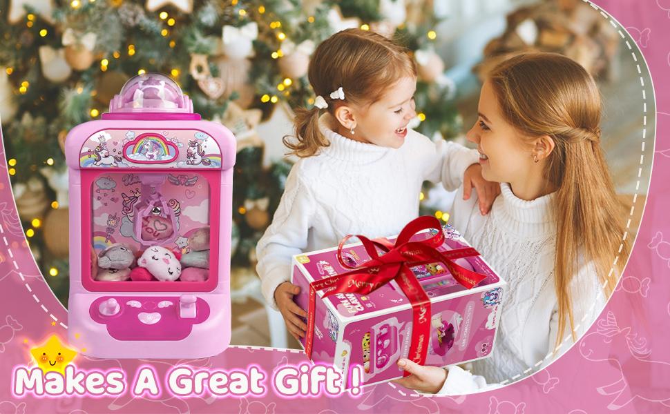 Marlrin Claw Machine for Kids, Mini Vending Machine Girls Unicorn Toys, Candy Grabber Prize Dispenser with Sound & 20 Mini Plush Toys, Electronic Arcade Game Indoor Toy for Home Party Birthday Gifts