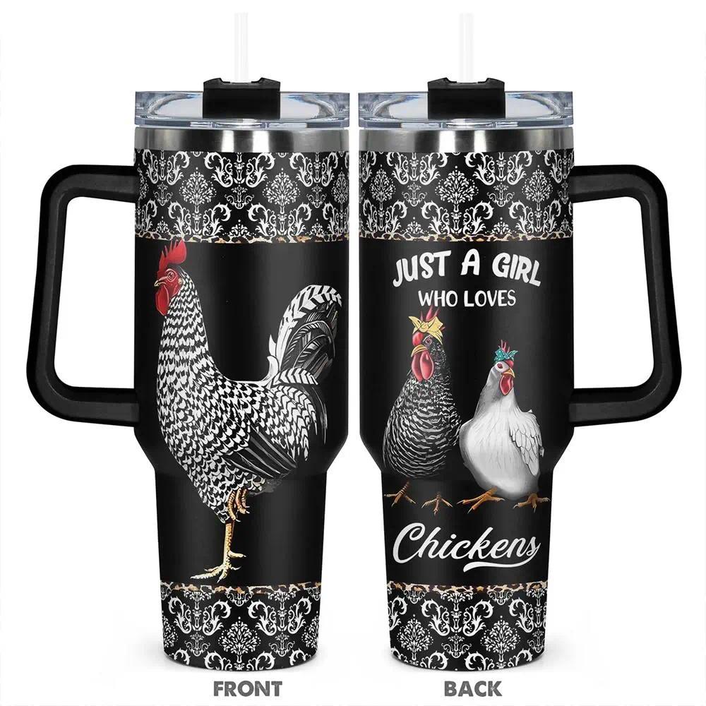 40oz Tumbler, 1pc Gift, Stainless Steel Cup, Insulated and Durable, Chick-themed design, great gift for chicken lovers and is perfect for her, unique birthday gift for women and girls, Chicken-themed Insulated Travel Drinkware funny