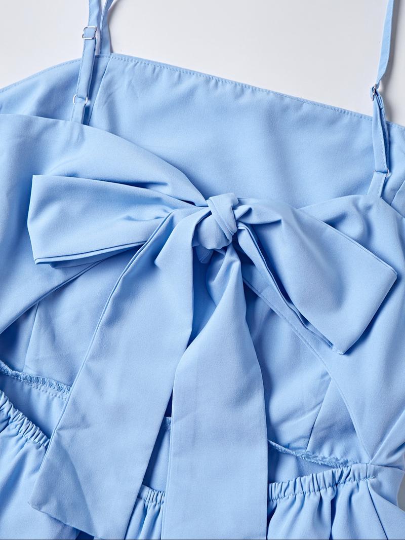 Women's Plain Ruffle Trim  Cami Dress, Casual Sleeveless Short Dress for Beach Holiday Vacation, Ladies Clothes for All Seasons