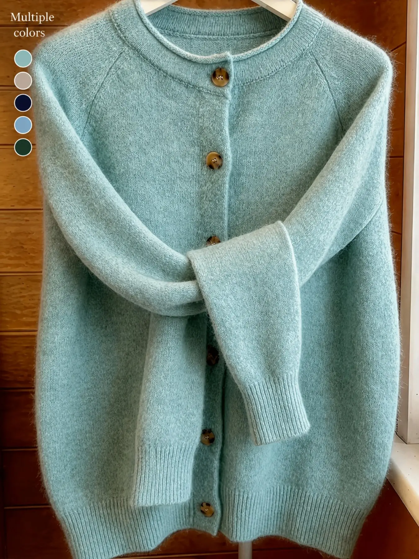 French Retro Button Cuffed Front Open Cardigan Sweater, Spring Autumn Loose Casual Soft Versatile Cardigan Jacket, Fashionable Temperament Women'S Wear