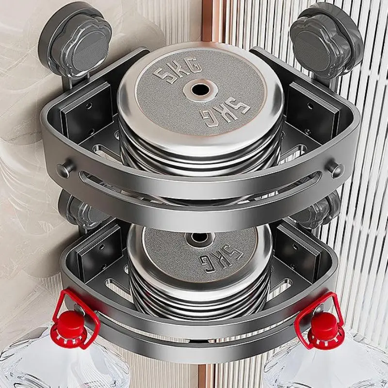 3-Pack Gun Abs Triangular Suction Cup Shower Caddy, 3-Tier Corner Shelves, No Drilling, 40lbs Load Capacity, Bathroom Organizer, Shower Rack Set