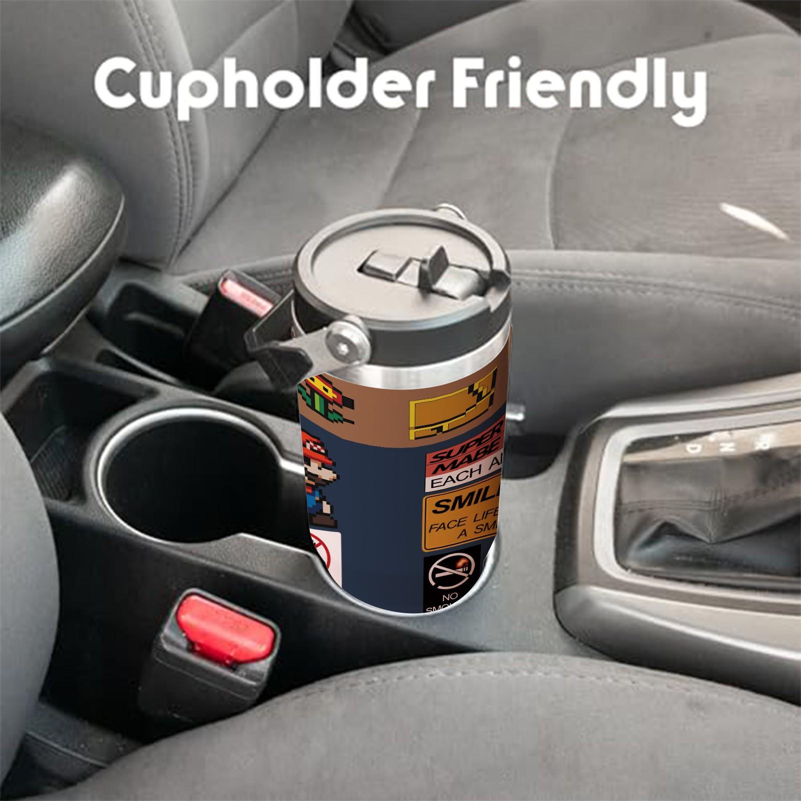 1 Pc Insulated Mug 30oz Skinny Tumbler With Handle And Lid, Double Wall Vacuum Cup, Leak Proof Thermal Mug, Keeps Hot 12 Hours Cold 24 Hours, Retro Gaming Style Travel Mug For Coffee Tea, Gift For Men Women Holiday Daily Use