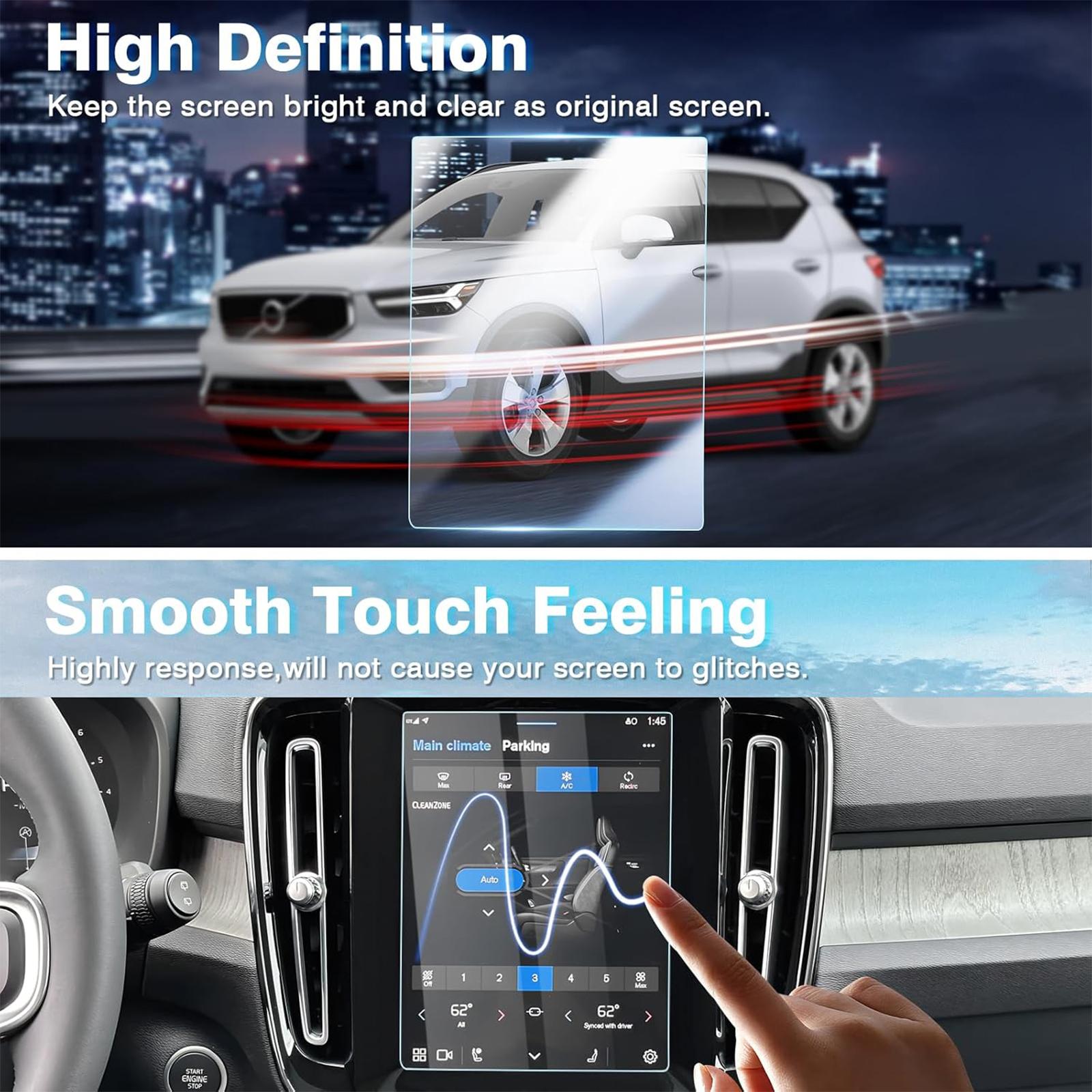 Canvcle 8.7-Inch Screen Protector for 2016-2025 Volvo V90 XC90 S90 XC60 V60 S60 XC40 9H Tempered Glass Navigation Touchscreen Film Easy Install Smooth Touch Protection