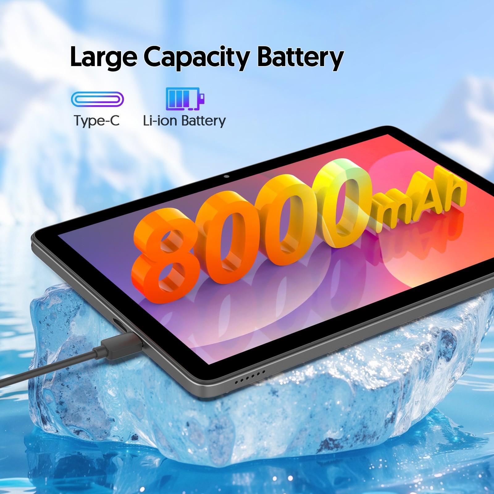 10.1-inch Tablet PC, Wireless Tablet, Android 15 system, 5-core processor, 24 GB RAM + 128GB ROM, dual cameras, supports Bluetooth, WIFI6, Type-C interface, 8000mAh high-capacity battery, optional configuration (keyboard set/single tablet)