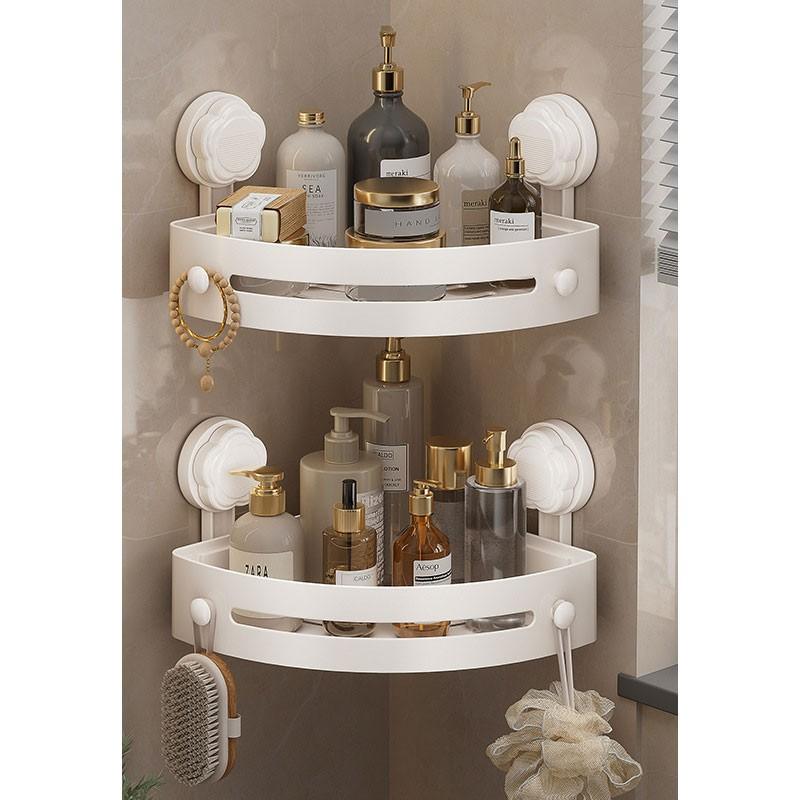 3-Pack Gun Abs Triangular Suction Cup Shower Caddy, 3-Tier Corner Shelves, No Drilling Bathroom Organizer, 40lbs Load Capacity, Bathroom Accessories Organizer