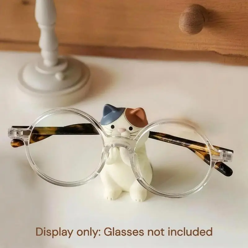 Whimsical Cat Form Durable Resin Decorative Hold Glasses Holder Charm - Funky Unique Accessories Bag Accessory, Unique Room Decor for Home/Office Desktop, Animal Form, Playful Look july, Desk Accessories