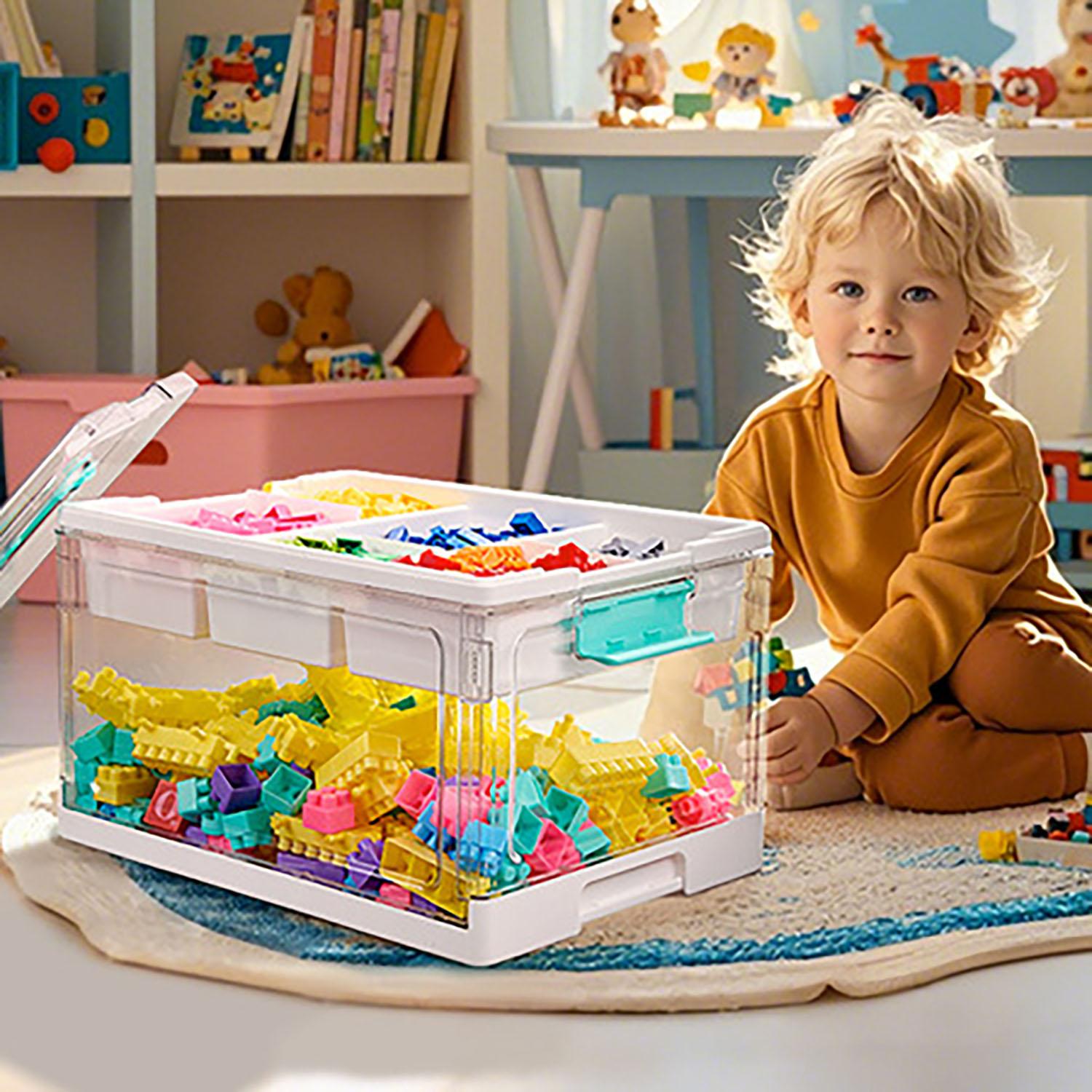 Transparent Plastic Layered Storage Box, Large Capacity with Dividers, Ideal for Crafts, Books, Toys, Home Organization