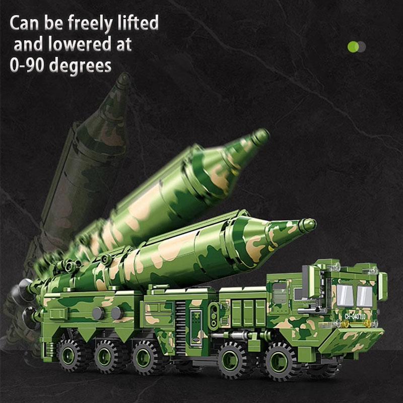 432pcs Dongfeng-21 Missile Armored Vehicle Model Kit, Military Building Blocks Toy, Educational Assembly Set for Boys, Perfect Gift for Halloween & Christmas