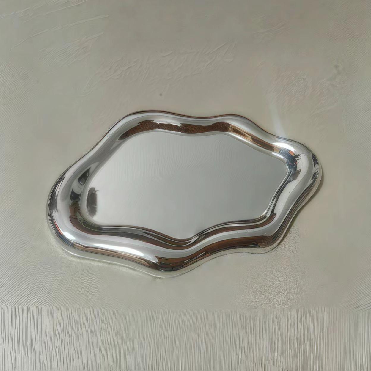 😱 Your Clutter? GONE. Vanity Perfection! | Irregular Wavy Trinket Tray, Silver Catchall Bowl, Aesthetic Key Holder, Jewelry Organizer for Entryway, Modern Home Decor