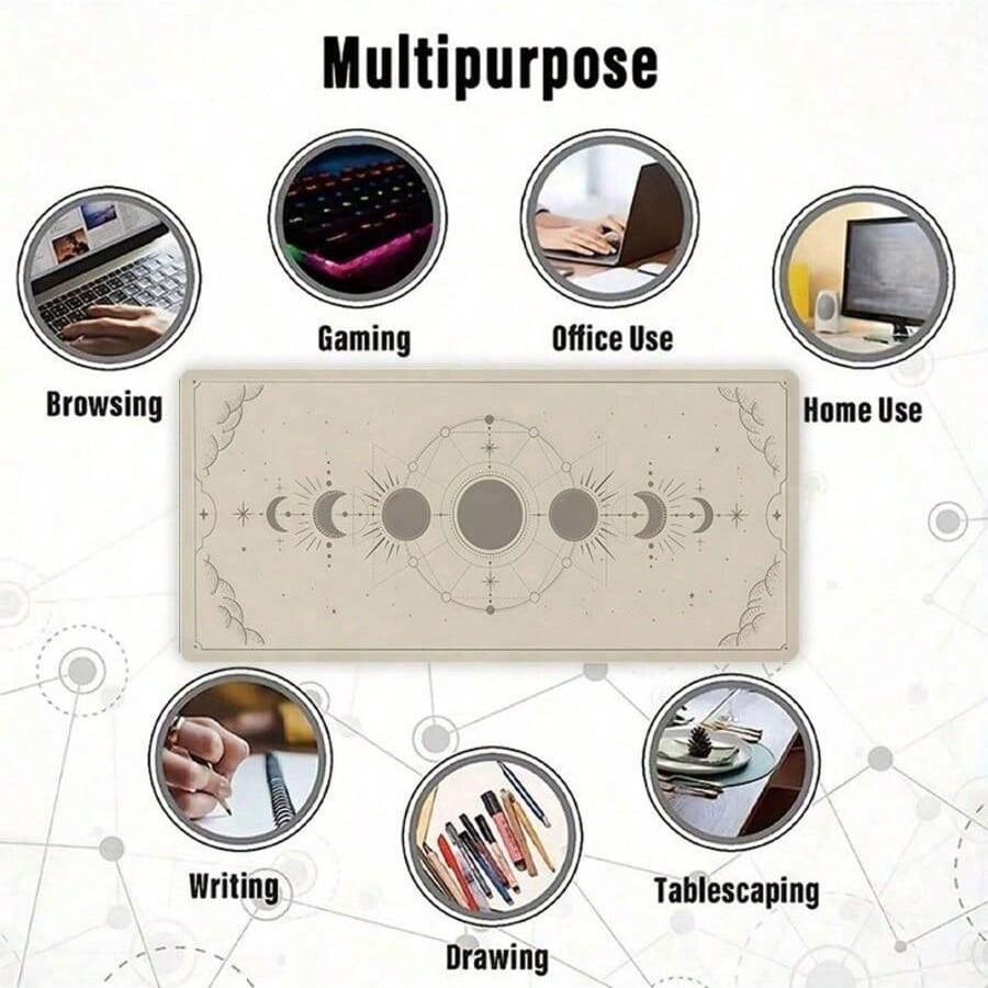 Moon Pattern Mouse Pad, 35.4x15.7 Inches, Non-Slip Base, Durable Keyboard Mat, Extended Desktop Pad, Suitable for Laptop Mouse and Keyboard