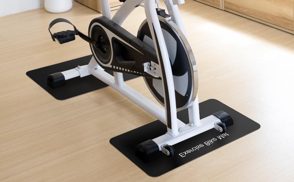 2PCS Non-Slip Mat For Peloton Bike, Concept 2 Rowing Machine, Bike Trainer, Stationary Spin Bike-Protects Hardwood Floor Carpet for Home Gym