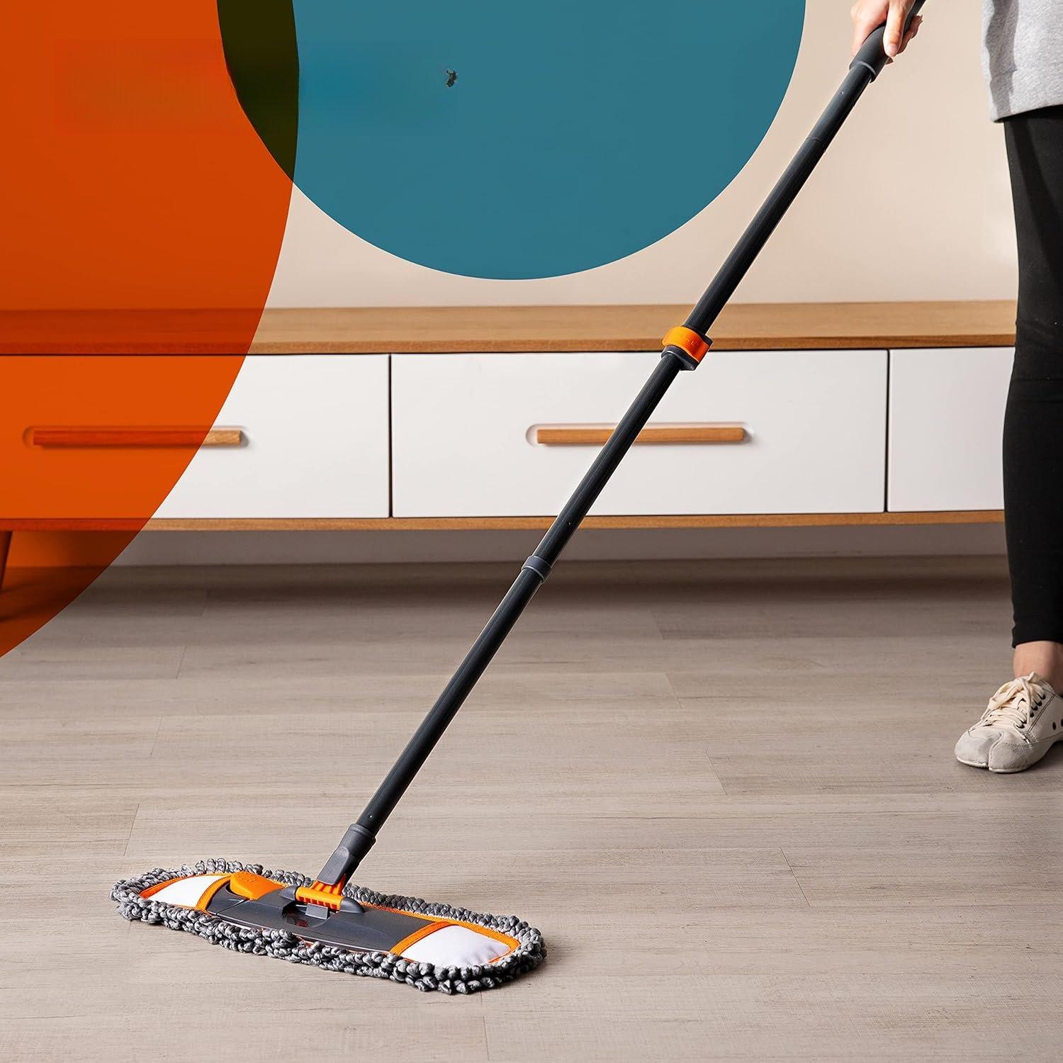Mirofiebr Dust Mop with 7 count Washable Mop Pads and Extendable 55" Long Handle, Multifunction Floor Mop for Hardwood,Marble,Laminate,Tile Floor Mopping