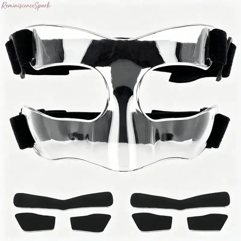 Sports Protective Face Mask, Anti-Collision Basketball Face Guard, Impact Resistant Face Shield with Eye Protection, Breathable Athletic Facial Protector for Basketball, Soccer, Volleyball, Prevent Facial Injuries During Outdoor Sports Games