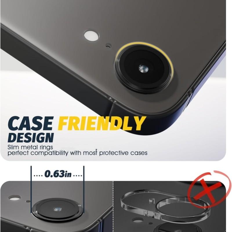 Two-Pack Lens Rings for iPhone 17e/16e, Tempered Glass Camera Protection Film, Compatible with iPhone 17e, Durable and Clear