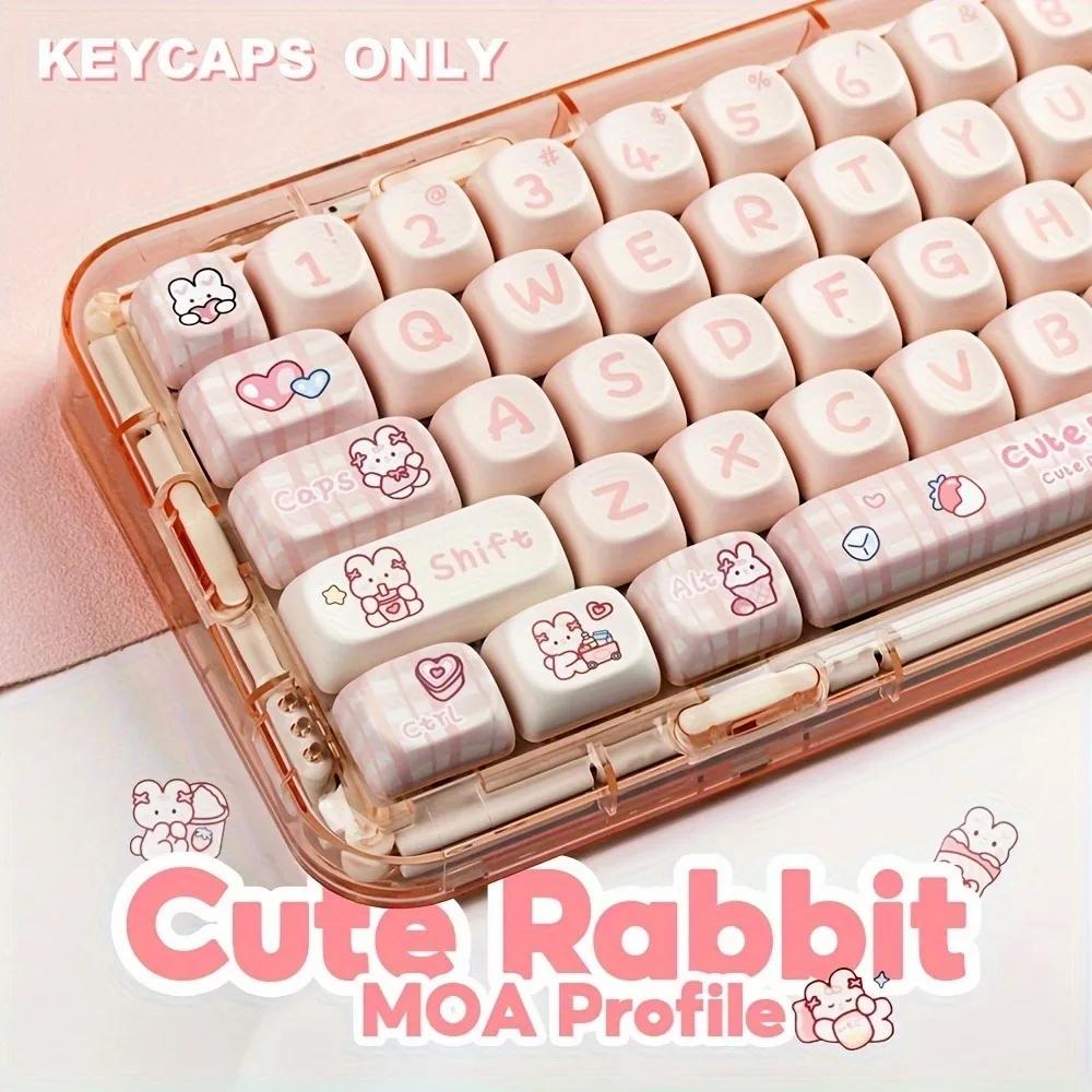 145 Key Snack Bunny Theme Pbt Keycaps, Dye Sublimation Process, Moa Profile, Compatible with Mx Axis, for 61/64/68/87/96/104/108 Keyboards, Keyboard Accessories