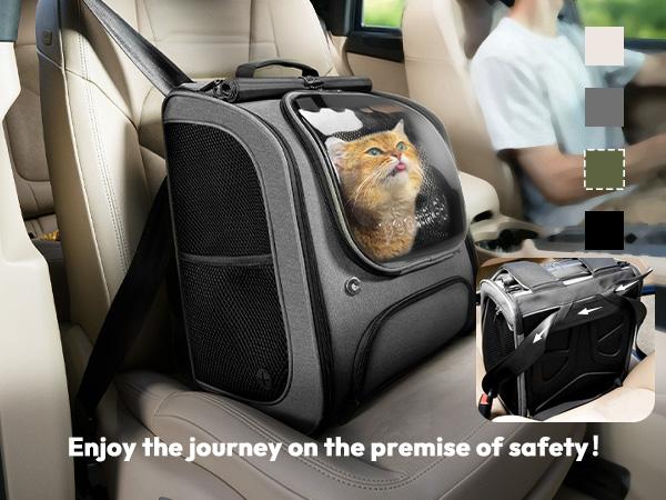 Pecute Cat Backpack Carrier Large Space Bubble Design for Travel Green Gray Khaki Ideal for Cat Lovers Animal Carrier