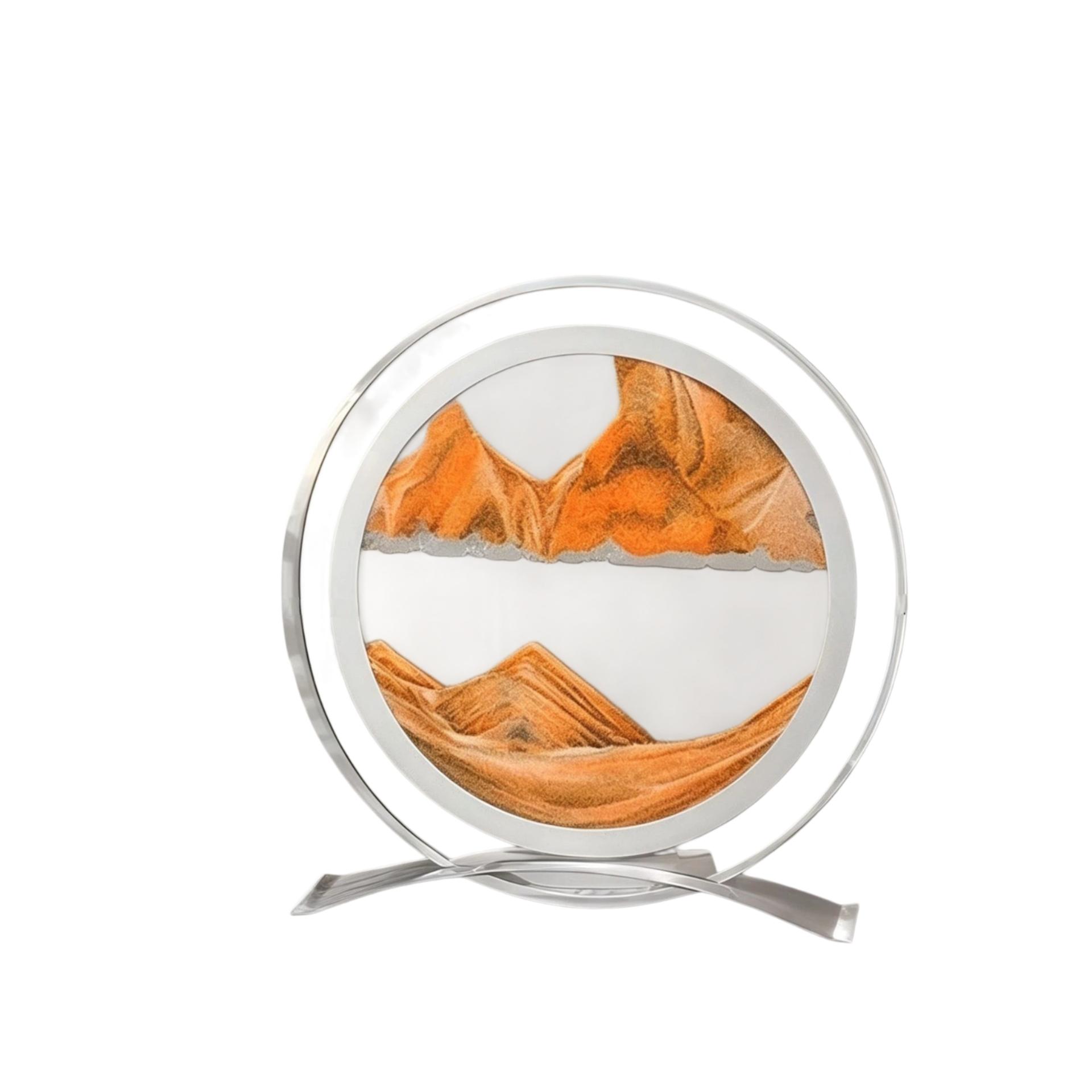 Luxury Dual-Layer Round Ring Fluid Sand Art Decor, Modern Home Decor, Decorative Ornaments, Office Home Stress Relief Landscape Desk Ornament, Desktop Decoration Ornament, Elevate Desktop Aesthetic Secret