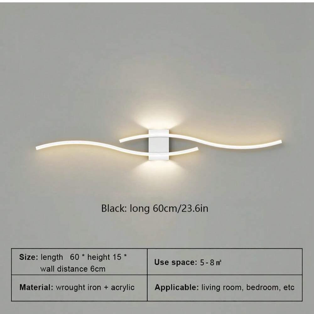 Modern LED Wall Light with Remote Control, Dimmable S-Shaped Design, 60/80cm Wall Mount Lamp for TV Background, Bedroom, Hallway Decor, Home Lighting, Decorative Lighting, LED Ambient Light