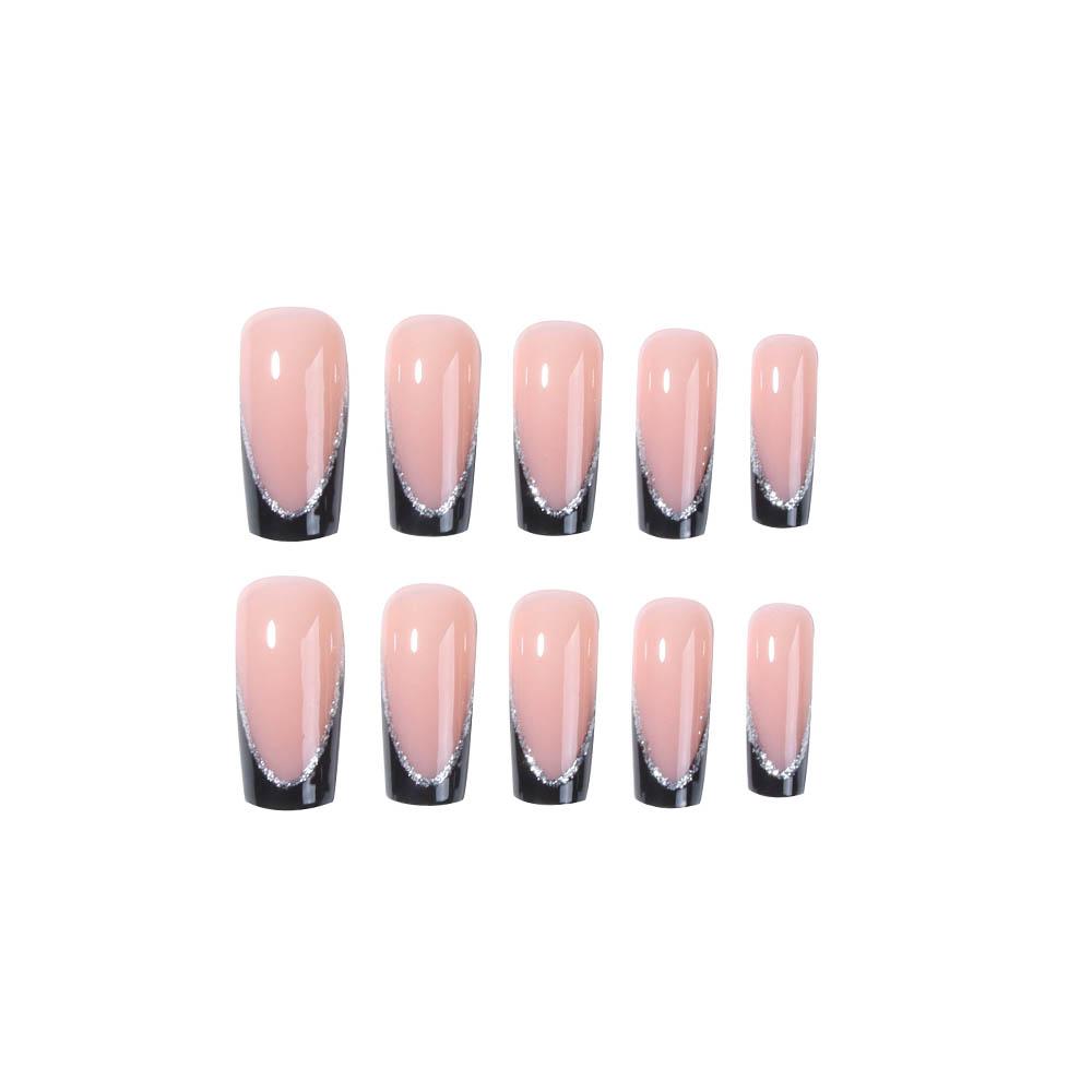 24pcs Medium Square Press-On Nails, French Style Glossy Finish, Reusable DIY Nail Art for Parties and Daily Wear, Shining Rhinestone, Nails Press Ons