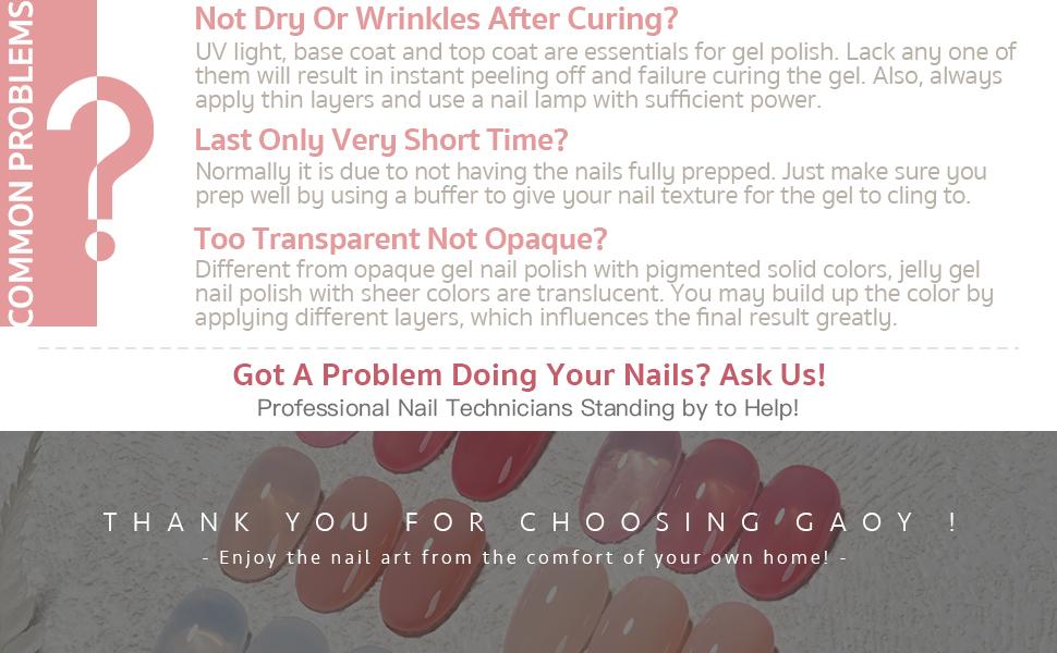 GAOY UV Gel Nail Polish Set Milky White x Jelly Nude, 6 Transparent Colors Sheer Pink Orange Gel Nail Kit for Salon Gel Manicure and Nail Art DIY at Home