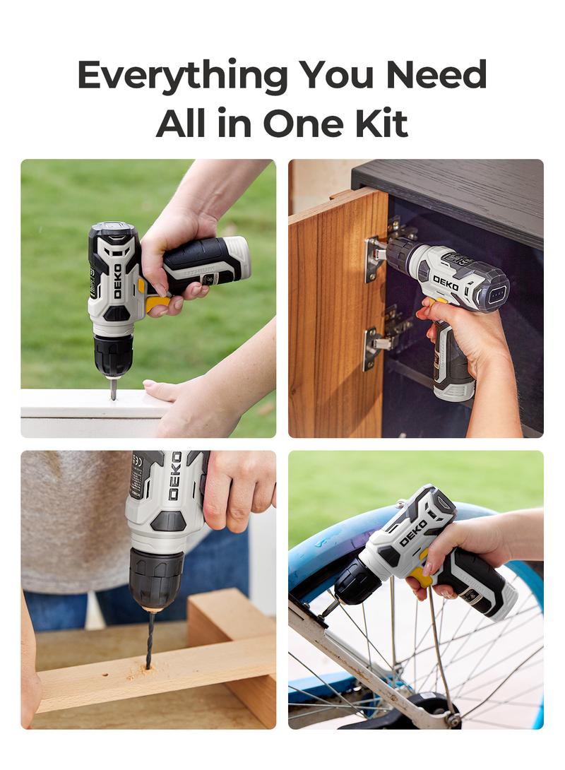 DEKOPRO 126-Piece 8V Cordless Drill Driver and  Tool Set, All-in-One Portable Repair Tool Kit, Professional Household Basic Hand Repair Tool Set