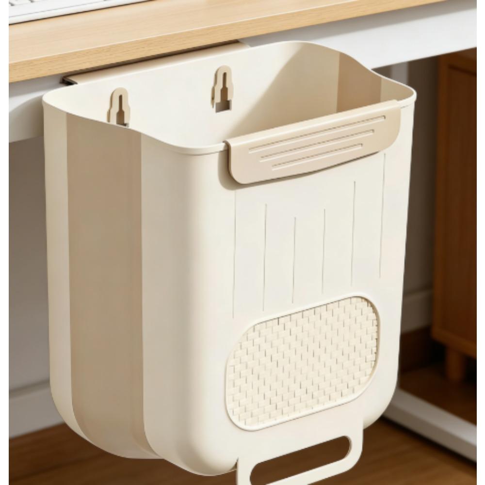 Wall-mounted foldable trash bin for the kitchen, a storage bin for home cabinet doors, suitable for multiple scenarios such as desks, washbasins, bathrooms, and dormitories, making it convenient to throw in and take out garbage.