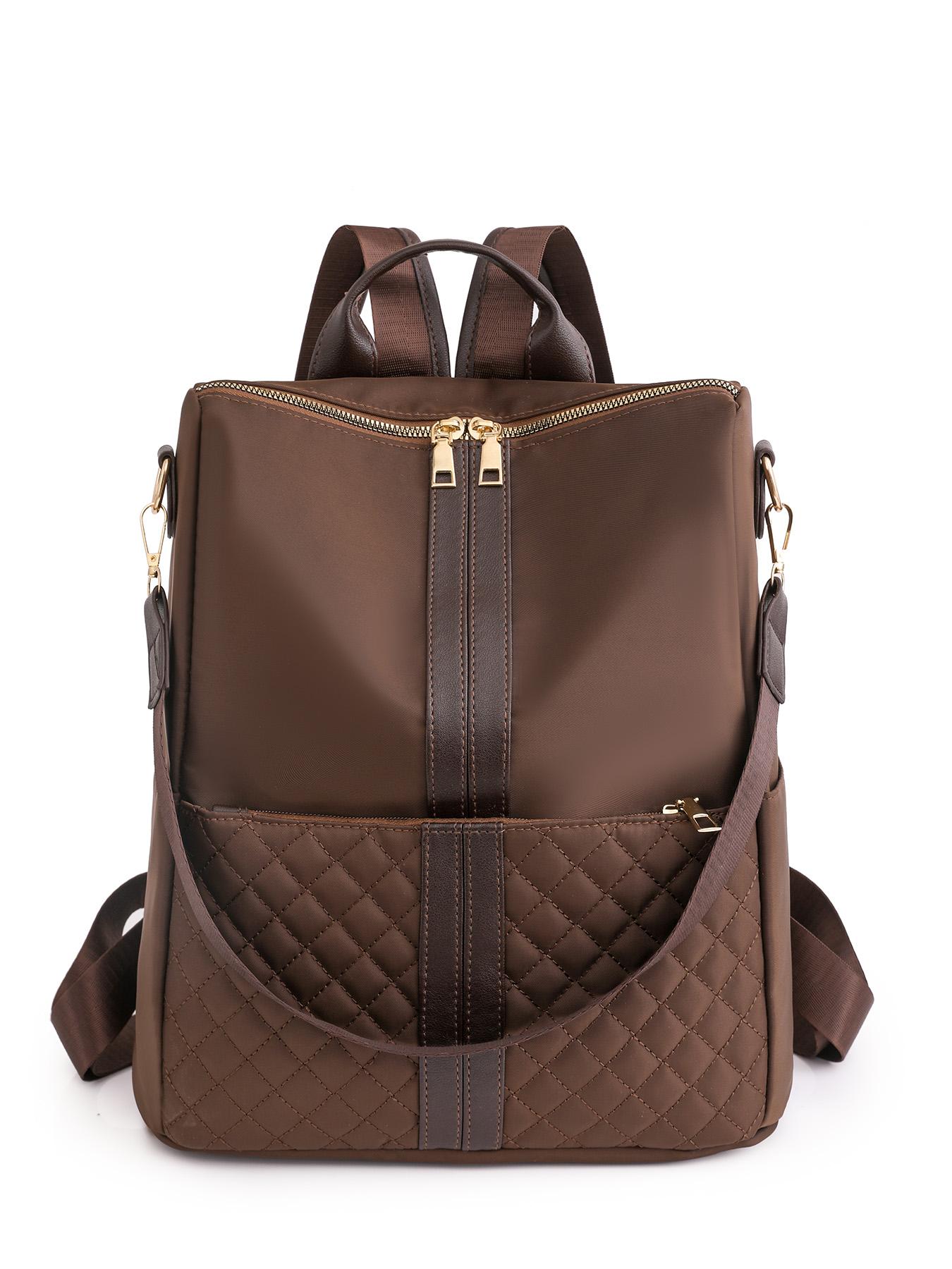 New Light Brown Minimalist Luxury Patchwork Casual Lightweight Backpack Versatile Carry Options for Effortless Style Perfect for Daily Commutes and Light Travel Essential Women's Bag