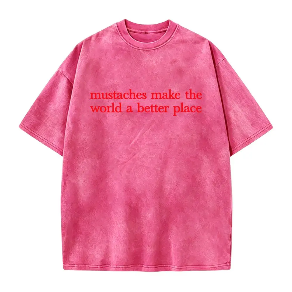 Mustaches Make The World A Better Place Shirt Funny Mustache Lover TShirt For Women For Y2K Streetwear Graphic Tee Graphic Concert T-Shirt