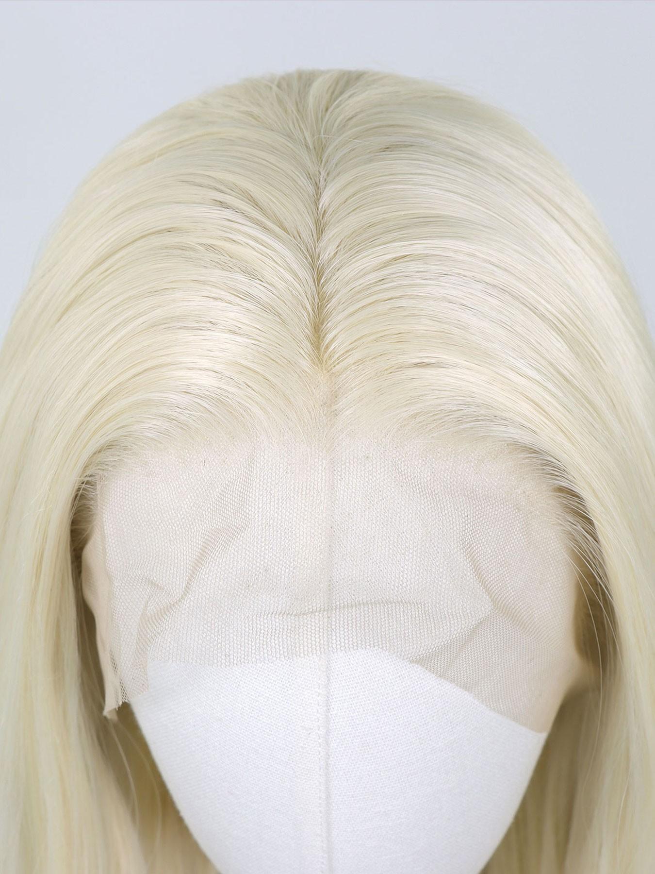 16 Inch Blonde Synthetic Lace Front Wig For Women, 13x4 Front Lace Natural Hairline,Medium Length Body Wave, Middle Part,  Heat Resistant Fiber, Daily/Party/Cosplay Wig