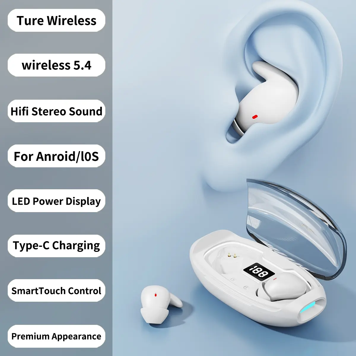 New True Wireless Earbuds with Custom Equalizer, Touch Control, 20-Hour Battery Life, Compatible with iPhone and Android, Compact Design
