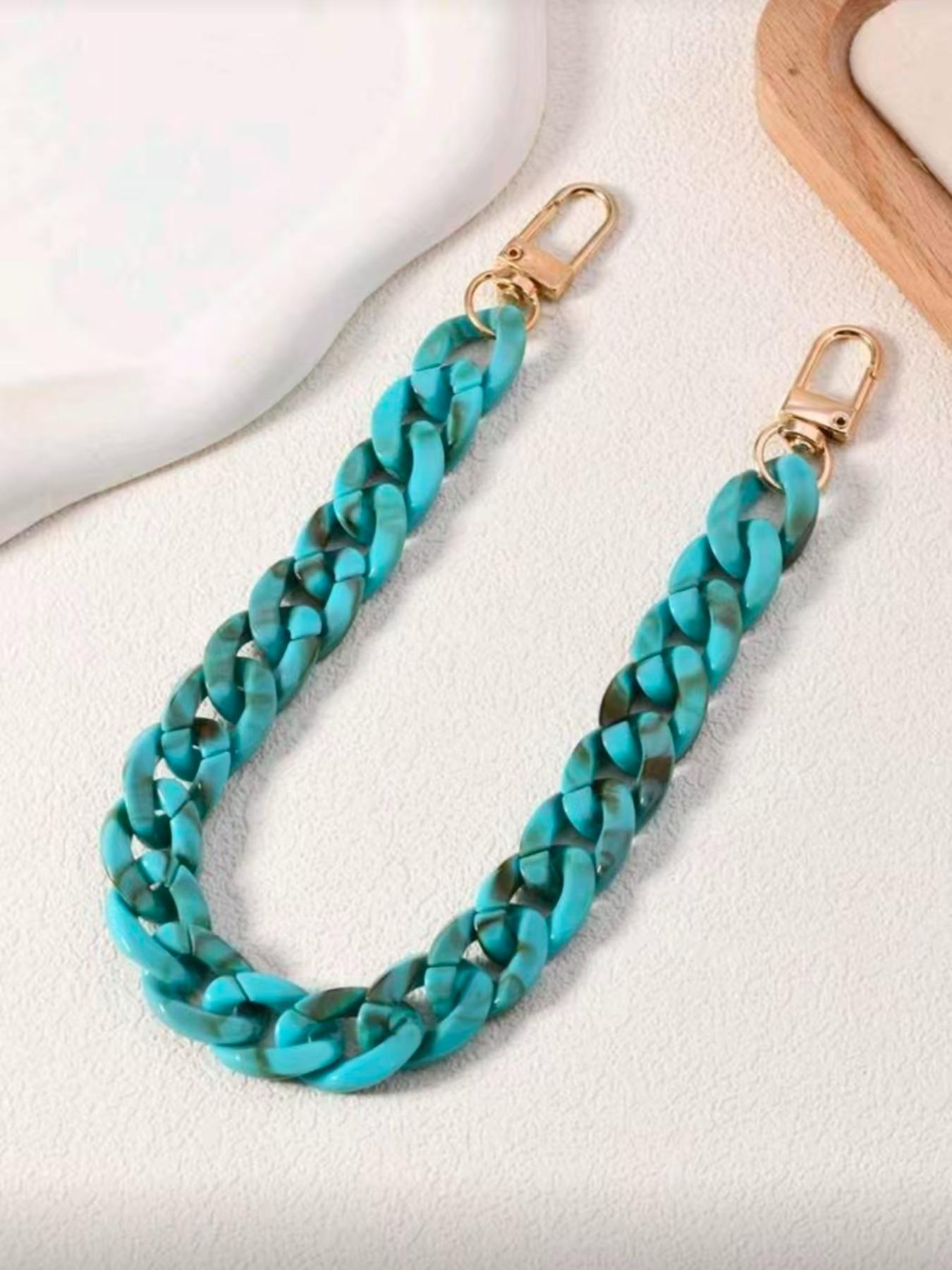 Turquoise Color Chain Accessories, Women's Bag Shoulder Strap, Decorative Necklace, Waist Belt, Boho Style Phone Chain, Cell Phone Strap, Cell Phone Charm